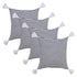 Set of Four 20" X 20" Black And White Lumbar Striped Cotton Throw Pillow Covers with Tassels