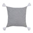 Set of Four 20" X 20" Black And White Lumbar Striped Cotton Throw Pillow Covers with Tassels