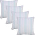 Set of Four 20" Blue And White Striped Cotton Throw Pillow Covers