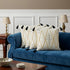 Set of Four 20" X 20" Off White Black And Cream Lumbar Geometric Cotton Throw Pillow Covers with Tassels
