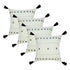 Set of Four 20" X 20" Off White And Black Lumbar Geometric Cotton Throw Pillow Covers with Tassels