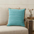 20" Turquoise And Tan Beach Cotton Blend Throw Pillow Cover with Texture