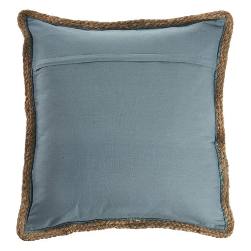 20" Turquoise And Tan Beach Cotton Blend Throw Pillow Cover with Texture