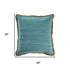20" Turquoise And Tan Beach Cotton Blend Throw Pillow Cover with Texture