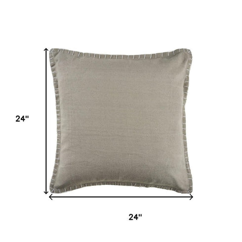 24" Gray Cotton Throw Pillow Cover