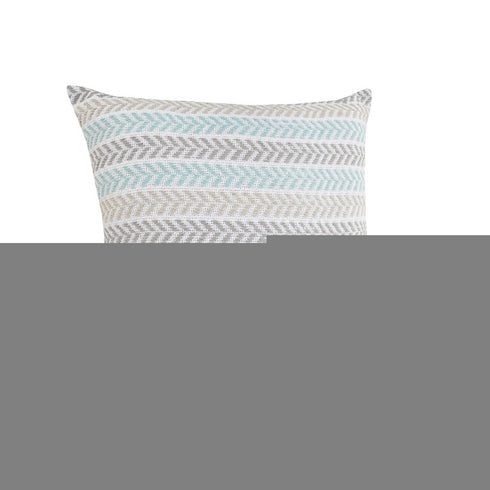 18" Gray And Blue Beach Chevron Cotton Throw Pillow Cover