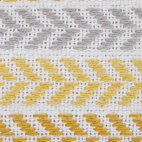 18" Yellow And Gray Beach Chevron Cotton Throw Pillow Cover