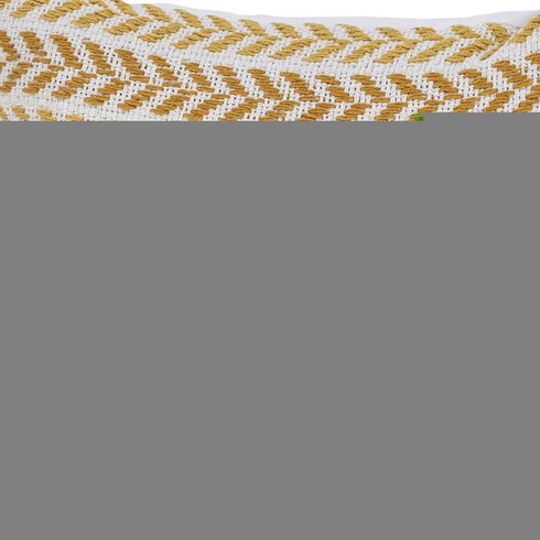 18" Yellow And Gray Beach Chevron Cotton Throw Pillow Cover