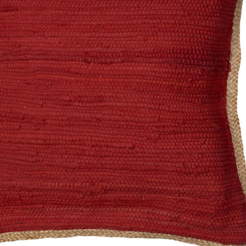 20" Red And Tan Beach Cotton Blend Throw Pillow Cover with Texture