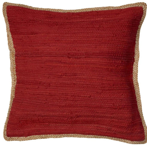 20" Red And Tan Beach Cotton Blend Throw Pillow Cover with Texture