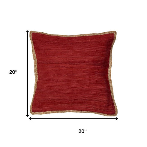 20" Red And Tan Beach Cotton Blend Throw Pillow Cover with Texture
