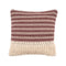 20" Red And Black Striped Cotton Throw Pillow Cover with Fringe And Texture