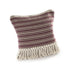 20" Red And Black Striped Cotton Throw Pillow Cover with Fringe And Texture