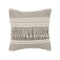 20" Ivory And Gray Striped Cotton Throw Pillow Cover with Fringe And Texture