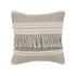 20" Ivory And Gray Striped Cotton Throw Pillow Cover with Fringe And Texture