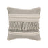 20" Ivory And Gray Striped Cotton Throw Pillow Cover with Fringe And Texture