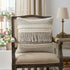 20" Ivory And Gray Striped Cotton Throw Pillow Cover with Fringe And Texture