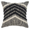 18" Black And Ivory Chevron Cotton Throw Pillow Cover with Tufts