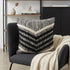 18" Black And Ivory Chevron Cotton Throw Pillow Cover with Tufts