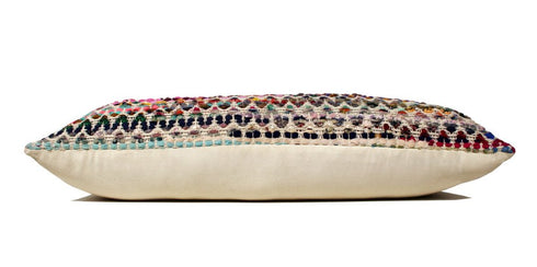 14" X 36" Charcoal Off White And Pink Lumbar Chevron Cotton Blend Throw Pillow Cover