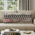 14" X 36" Charcoal Off White And Pink Lumbar Chevron Cotton Blend Throw Pillow Cover