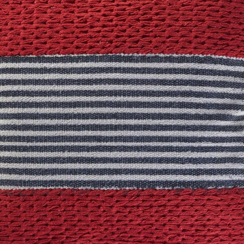20" Red And Blue Striped Cotton Blend Throw Pillow Cover