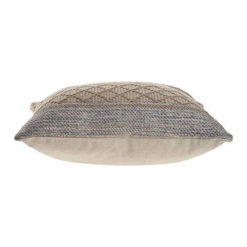 20" Beige And Gray Diamond Cotton Blend Throw Pillow Cover