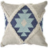 20" Blue And White Geometric Cotton Blend Throw Pillow Cover with Tufts And Texture