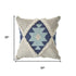 20" Blue And White Geometric Cotton Blend Throw Pillow Cover with Tufts And Texture
