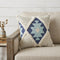 20" Blue And White Geometric Cotton Blend Throw Pillow Cover with Tufts And Texture