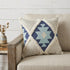 20" Blue And White Geometric Cotton Blend Throw Pillow Cover with Tufts And Texture