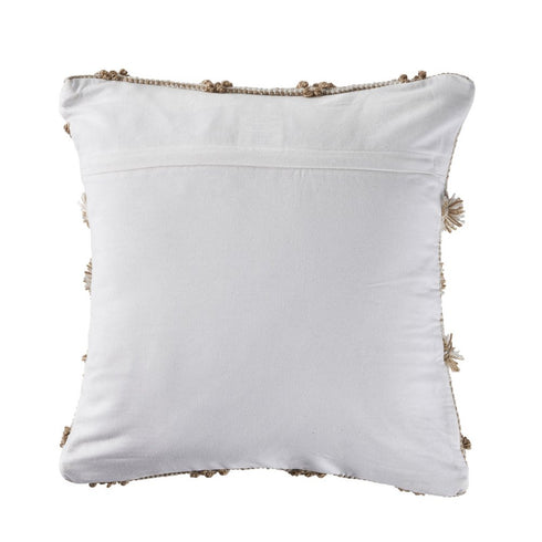 20" Beige And White Diamond Throw Pillow Cover with Tufts And Texture