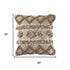 20" Beige And White Diamond Throw Pillow Cover with Tufts And Texture