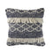 20" Slate Blue And Off White Geometric Wool Throw Pillow Cover with Tassels
