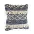 20" Slate Blue And Off White Geometric Wool Throw Pillow Cover with Tassels