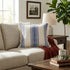 18" Blue And White Beach Striped Cotton Throw Pillow Cover with Fringe