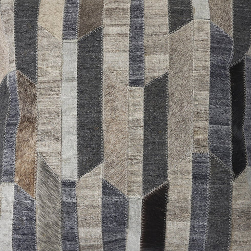 20" Gray And Brown Striped Faux Hide Throw Pillow Cover