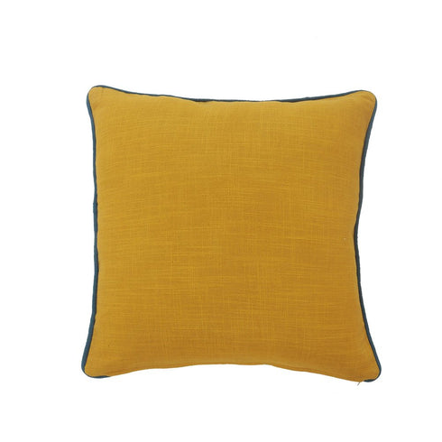 20" Yellow And Brown Cotton Throw Pillow Cover