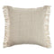20" Beige And Ivory Cotton Throw Pillow Cover with Fringe