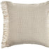 20" Beige And Ivory Cotton Throw Pillow Cover with Fringe