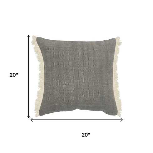 20" Gray Cotton Throw Pillow Cover