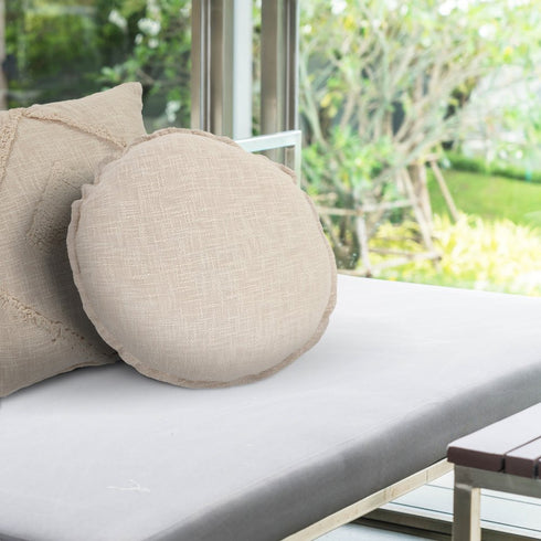 20" Beige Cotton Throw Pillow Cover