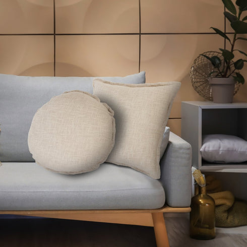 20" Beige Cotton Throw Pillow Cover