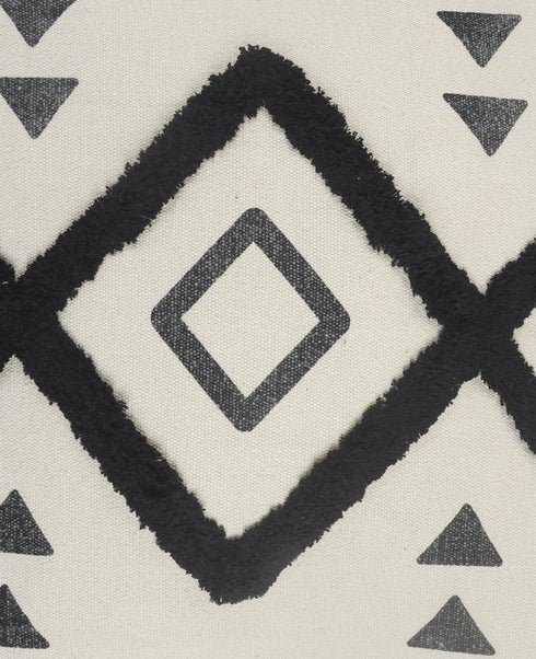 20" Tan And Black Cotton Throw Pillow Cover
