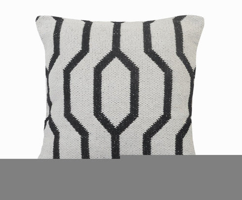 20" White And Black Geometric Cotton Throw Pillow Cover