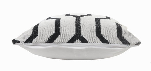 20" White And Black Geometric Cotton Throw Pillow Cover