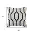 20" White And Black Geometric Cotton Throw Pillow Cover