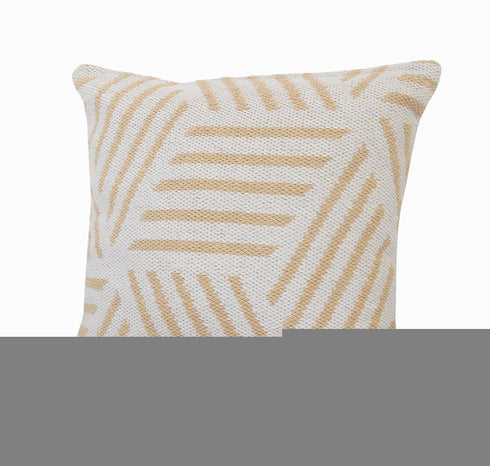 20" White And Tan Geometric Cotton Throw Pillow Cover