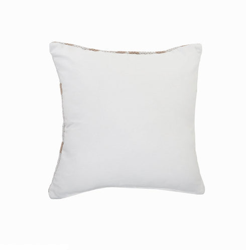 20" White And Tan Geometric Cotton Throw Pillow Cover