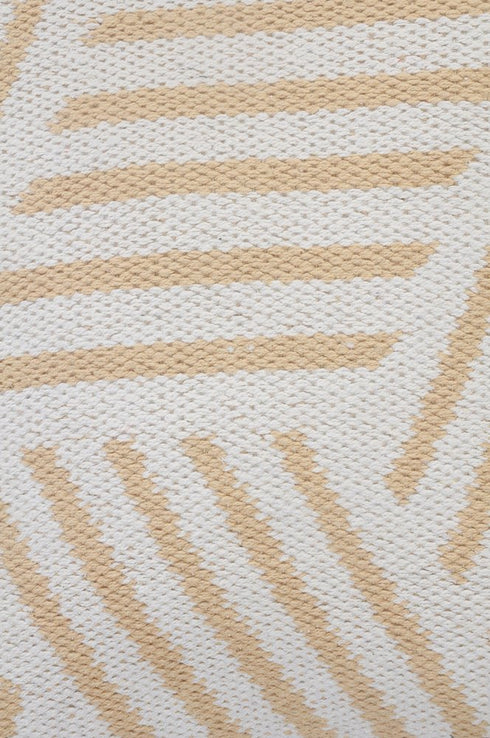 20" White And Tan Geometric Cotton Throw Pillow Cover